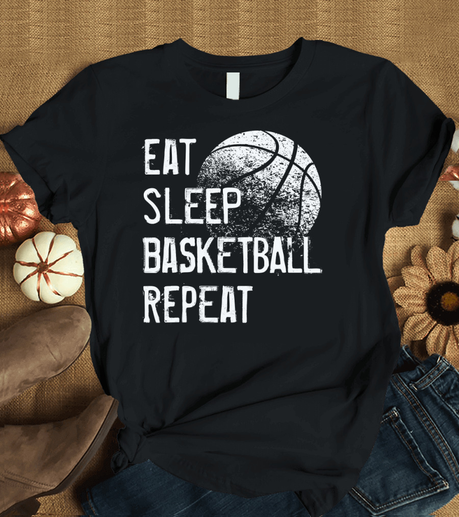 Eat Sleep Basketball Repeat Funny Women Girls T-Shirt