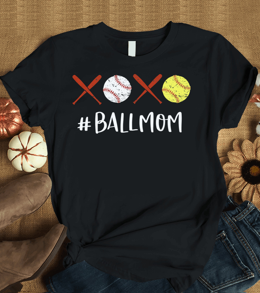XOXO Ball Mom Baseball Softball T-Shirt
