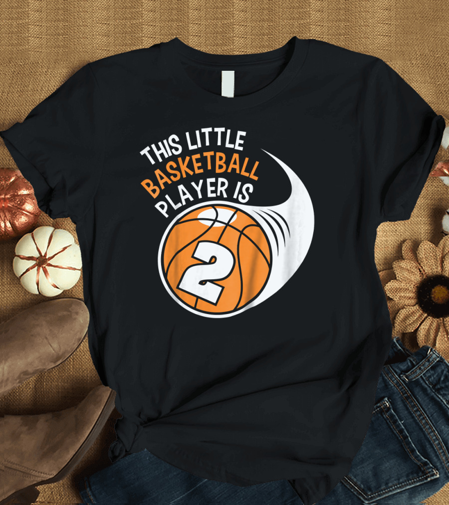 This Little Basketball Player is 2 Kids 2nd Birthday Boys Basketball T-Shirt