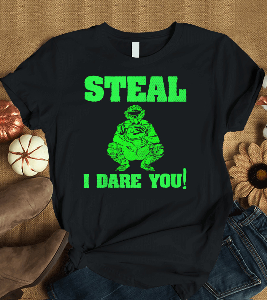 STEAL I DARE YOU Kids Baseball Catcher T-Shirt