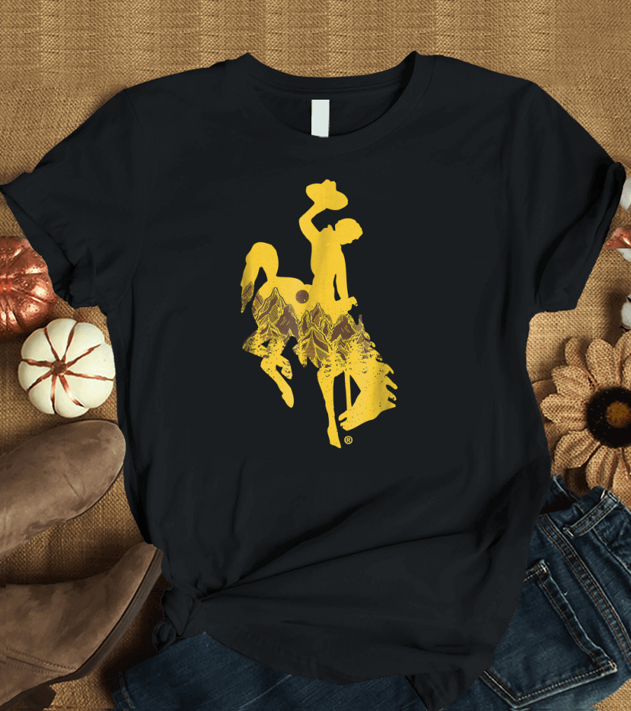 Wyoming Cowboys Steer Rider with Mountain T-Shirt
