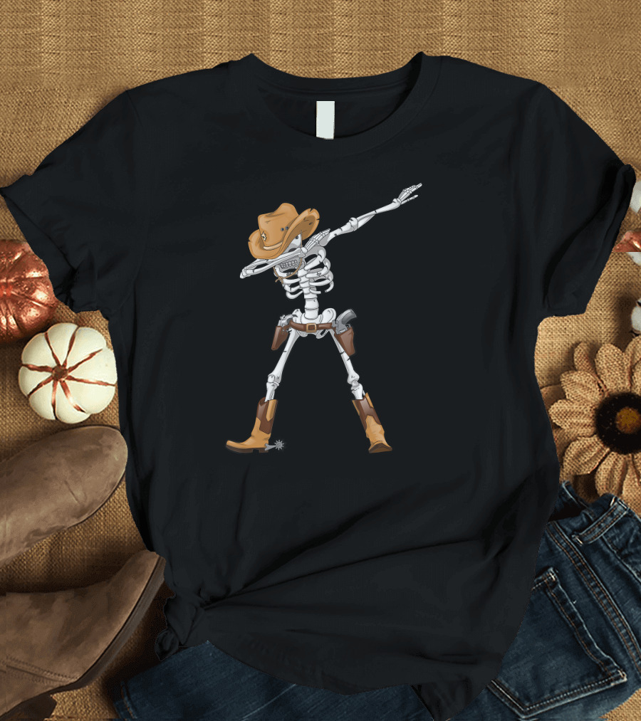 Cowboy Skeleton Dabbing with Hat and Boots T-Shirt