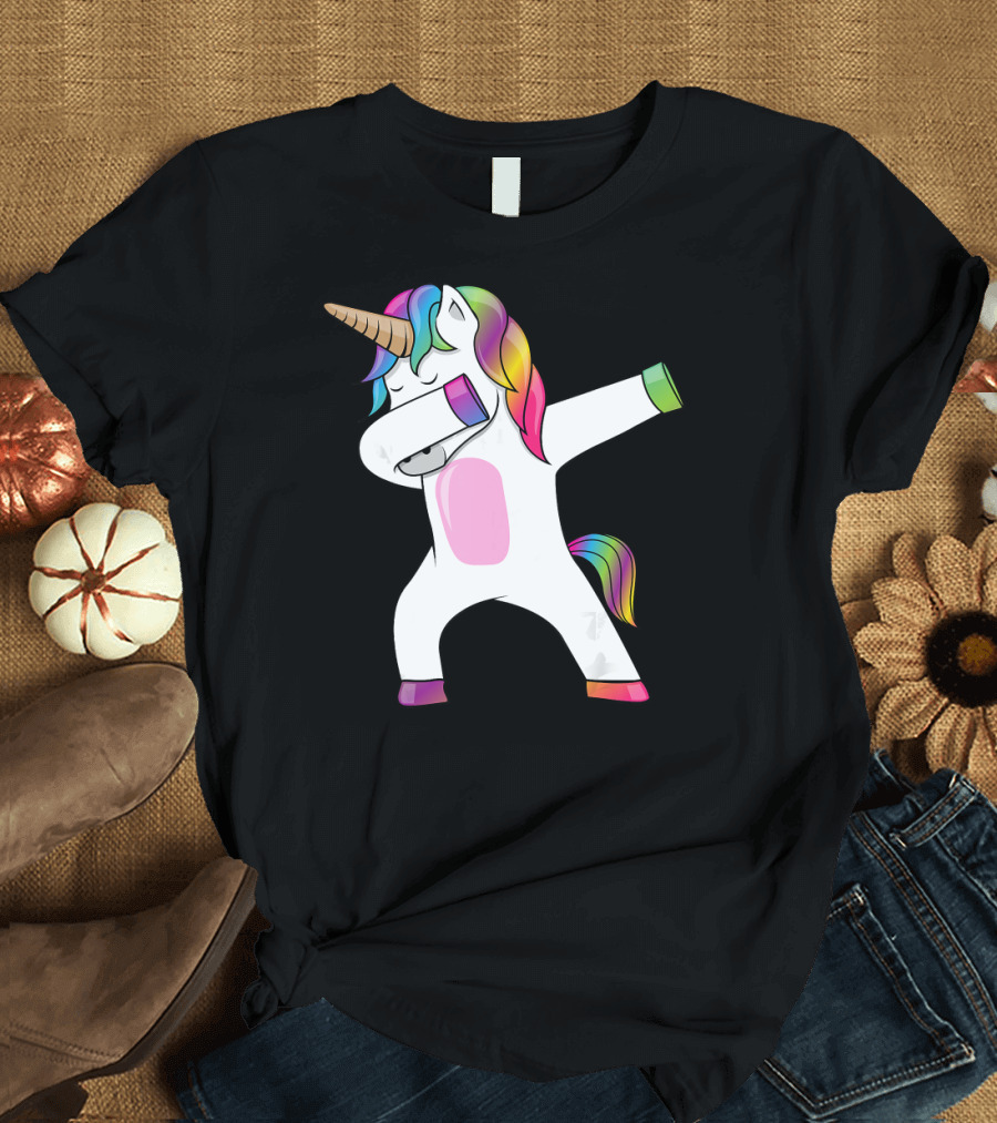 Dabbing Unicorn Dab Dance Rainbow Mane T-Shirt