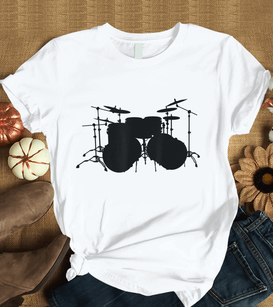 Drum Kit Silhouette Black T-Shirt