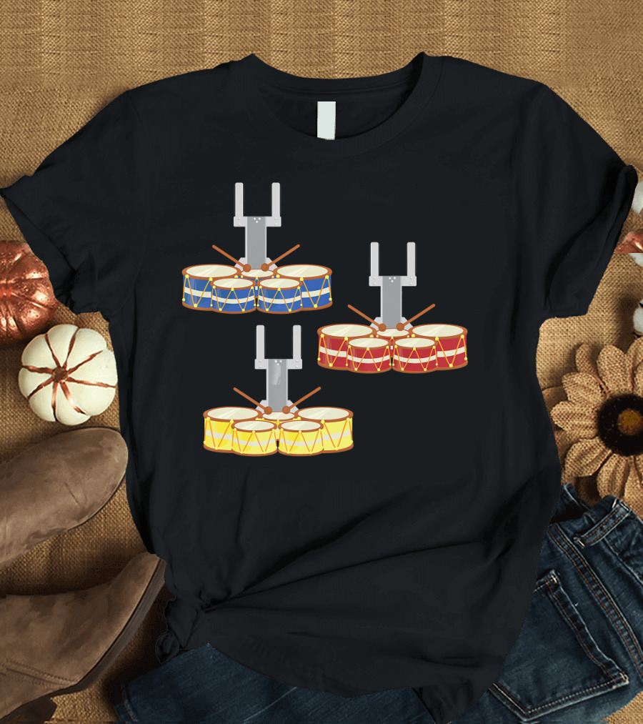Marching Band Tenor Drum Colorful Percussion Trio T-Shirt
