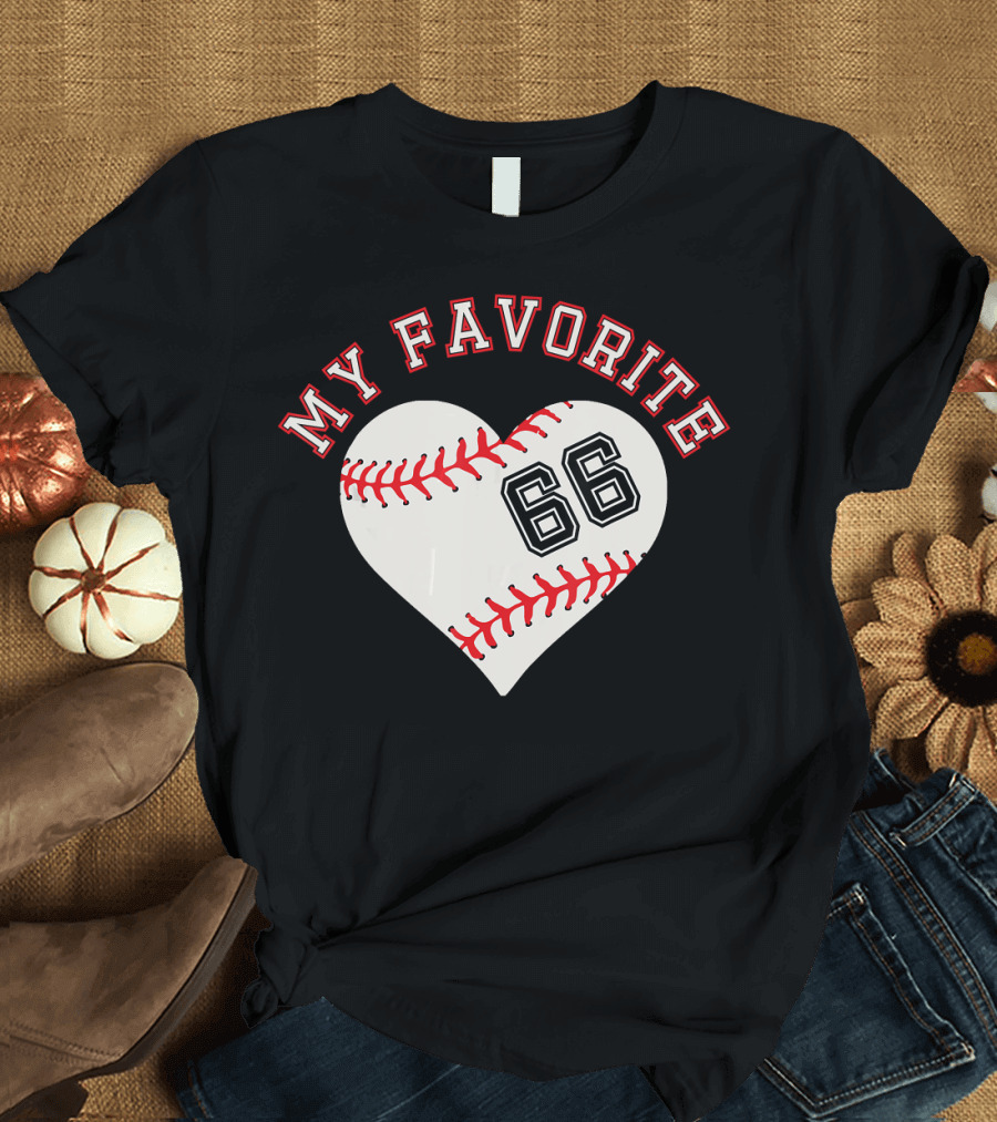 My Favorite 66 Baseball Heart T-Shirt