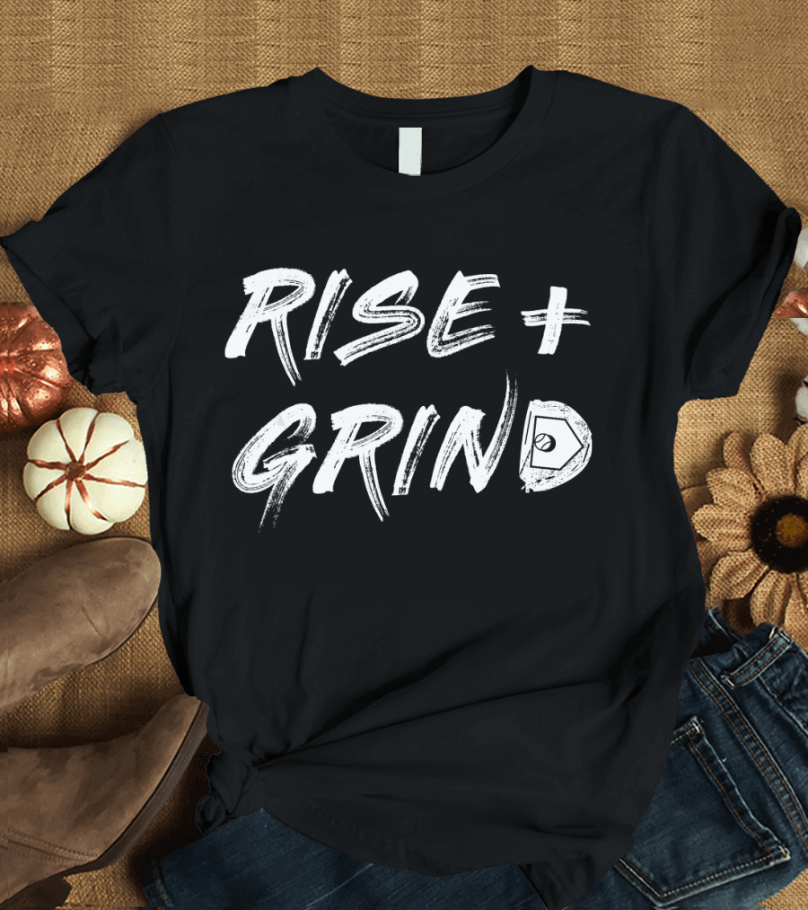 Rise + Grind Home Plate Baseball Brush Stroke T-Shirt
