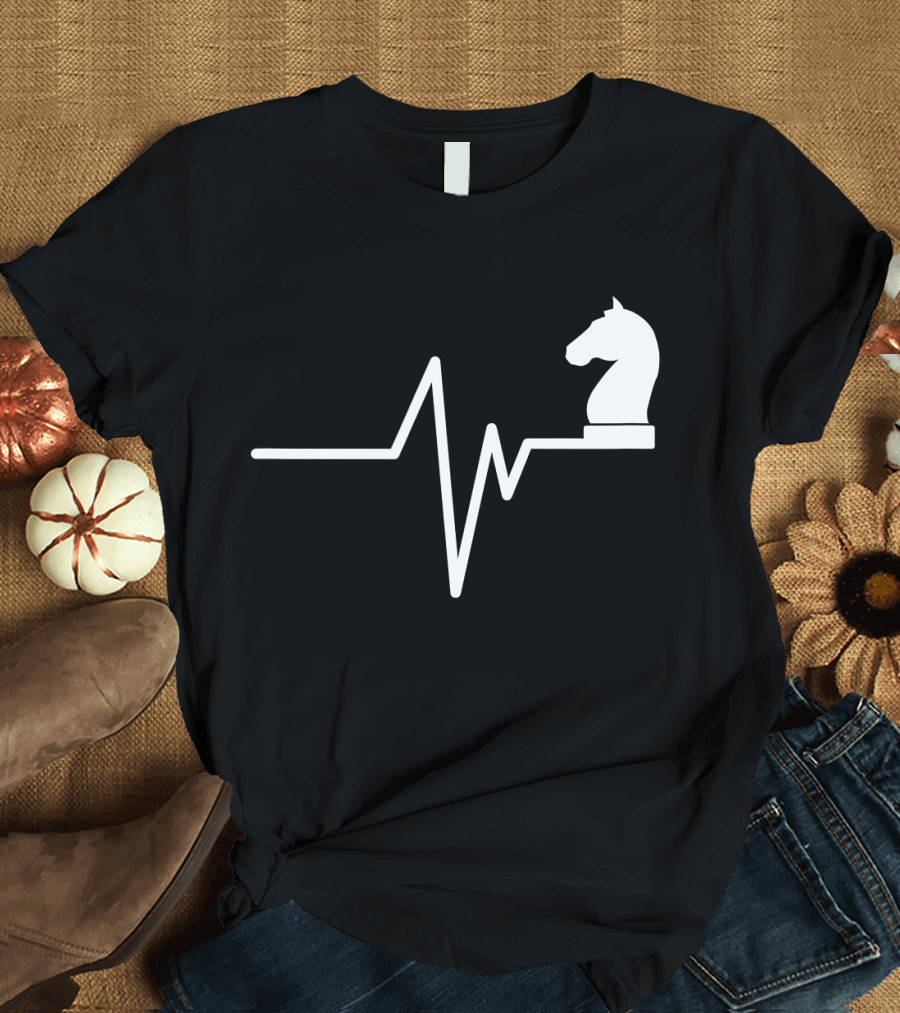 Chess Heartbeat Funny Chess Day Player Knight T-Shirt