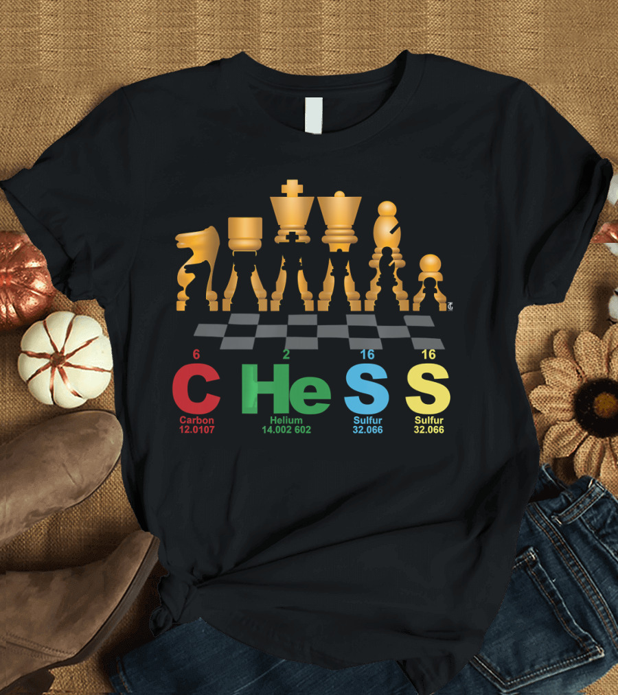 Chess Periodic Table Elements Carbon Helium Sulfur Science T-Shirt