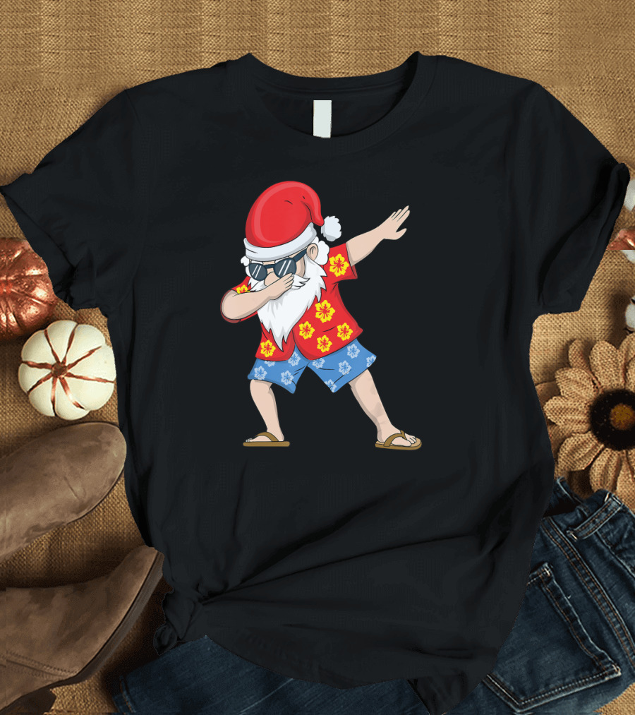 Christmas in July Hawaiian Dabbing Santa Summer Holiday T-Shirt