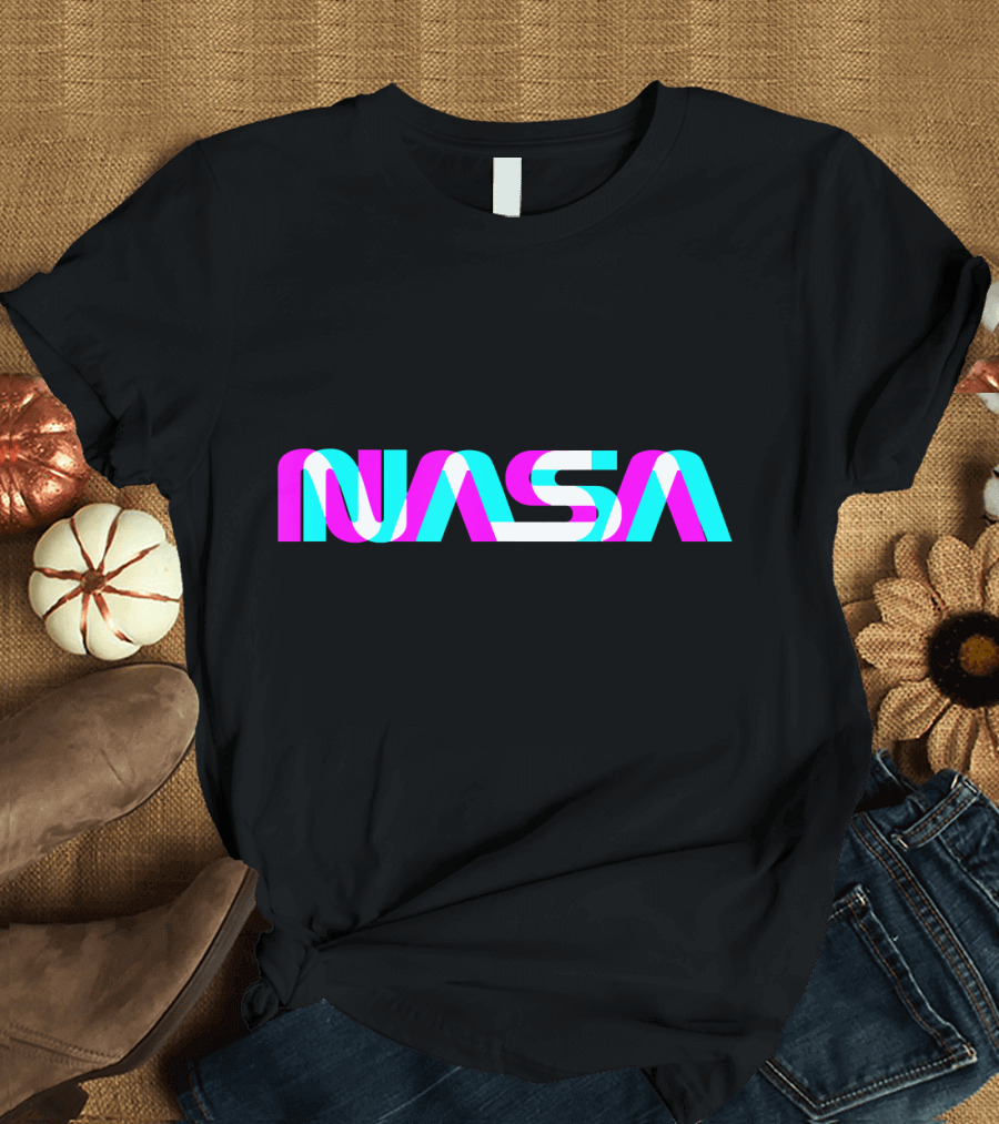 NASA Worm Logo Retro Glitch Effect Space Aero T-Shirt