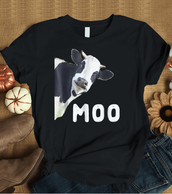 T-Shirt: Moo Cow Peeking Out T-Shirt Moo Cow Peeking Out T-Shirt