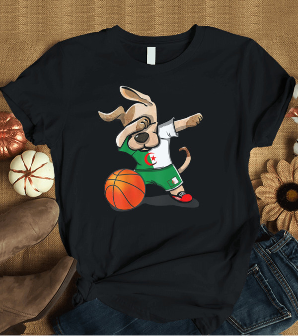 T-Shirt: Dog Dabbing Algeria Basketball Jersey Algeria Flag Basketball T-Shirt Dog Dabbing Algeria Basketball Jersey Algeria Flag Basketball T-Shirt
