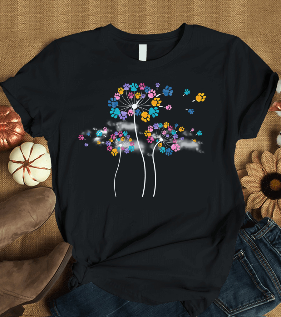 Dog Paw Dandelion Flower Burst T-Shirt