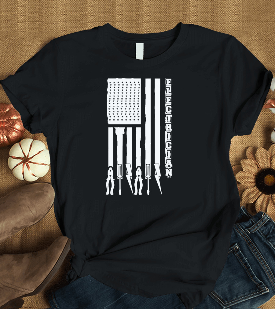 Electrician American Flag Tools T-Shirt