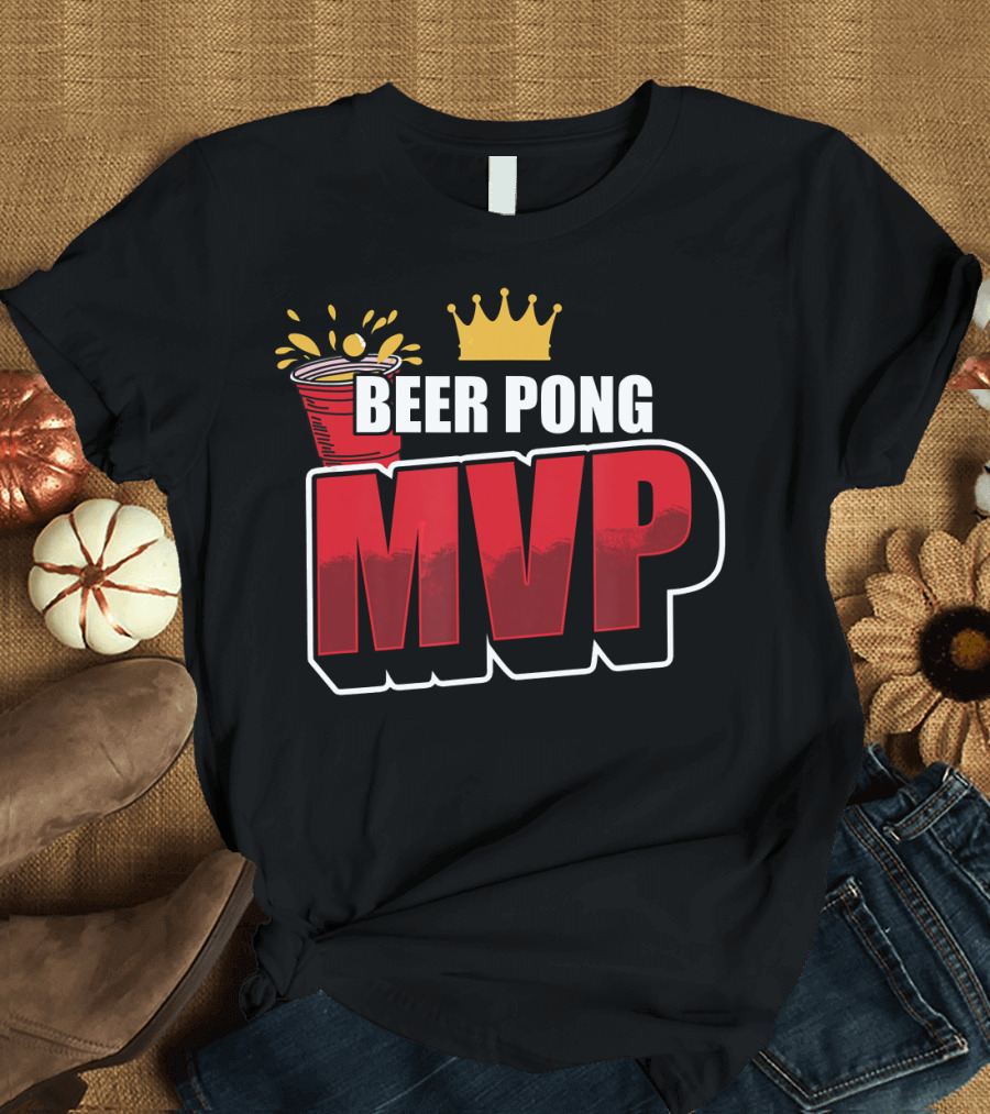 Beer Pong MVP Champion Cup Crown Splash T-Shirt