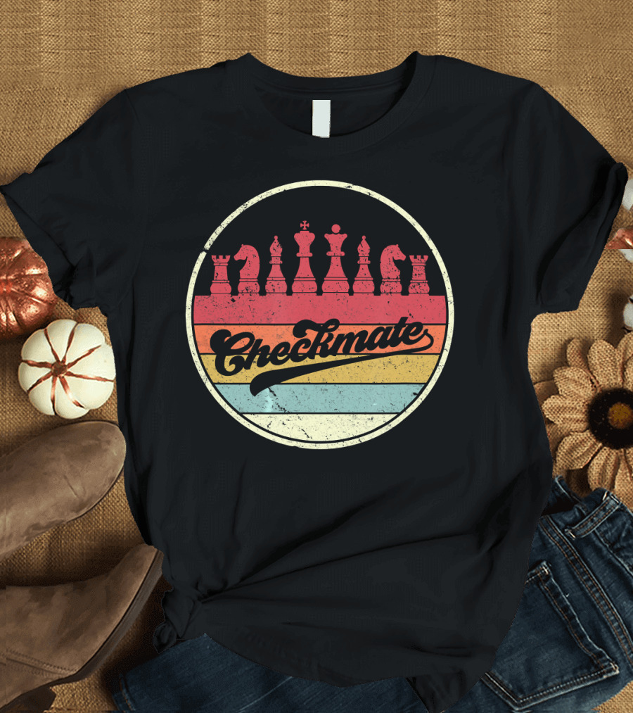 Checkmate Retro Chess Piece Circle T-Shirt
