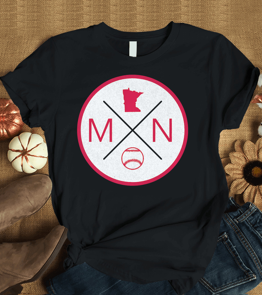 MN State Map Outline Baseball Minnesota Premi T-Shirt