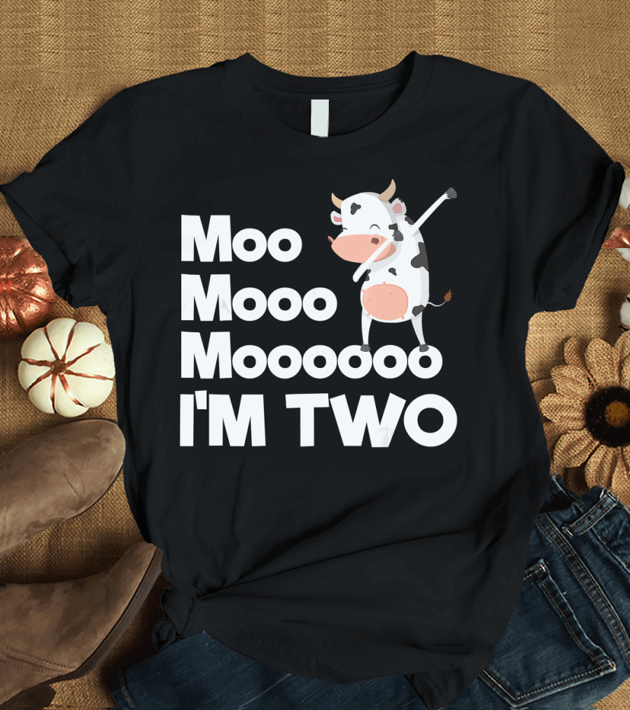 Moo Mooo Mooooo I'm Two 2nd Birthday Cute Funny Cow Dab T-Shirt