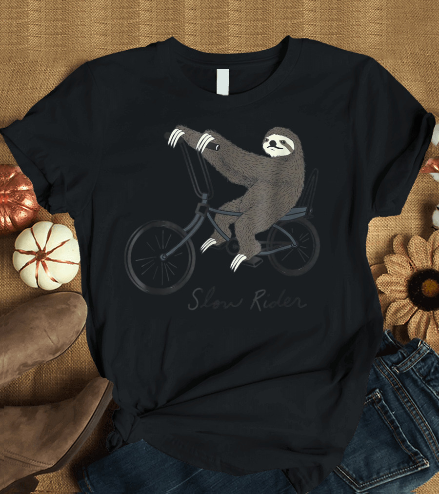 Slow Rider Sloth on Bicycle T-Shirt