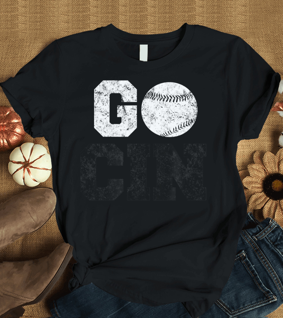 GO CIN Vintage Cincinnati Ohio Baseball City T-Shirt