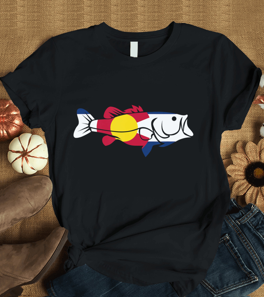 Colorado Flag Large Mouth Bass Freshwater Fish T-Shirt