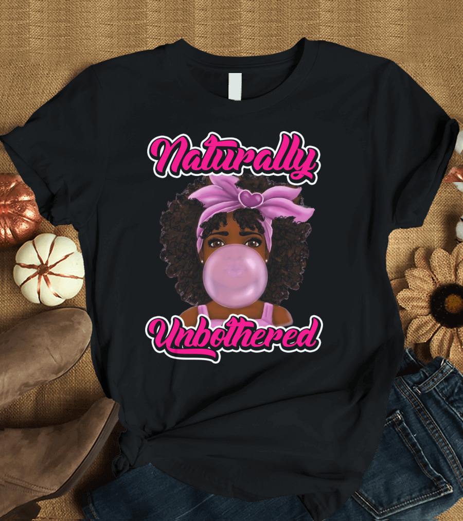 Naturally Unbothered Pink Headband Bubble Gum Afro T-Shirt