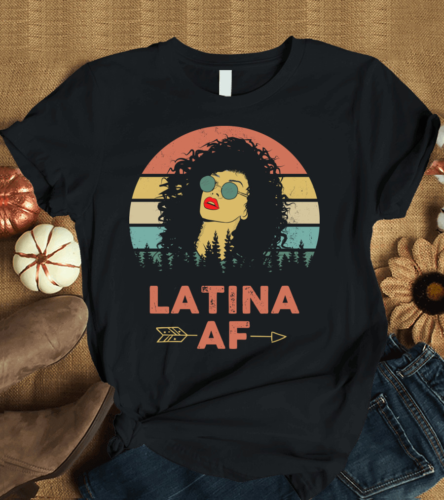 LATINA AF Retro Sunset with Stylized Woman and Arrow T-Shirt