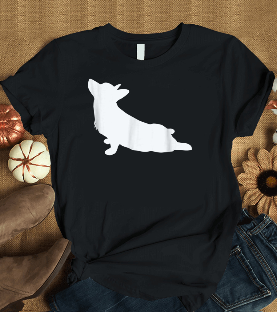 Corgi Yoga Silhouette Stretch Pose T-Shirt