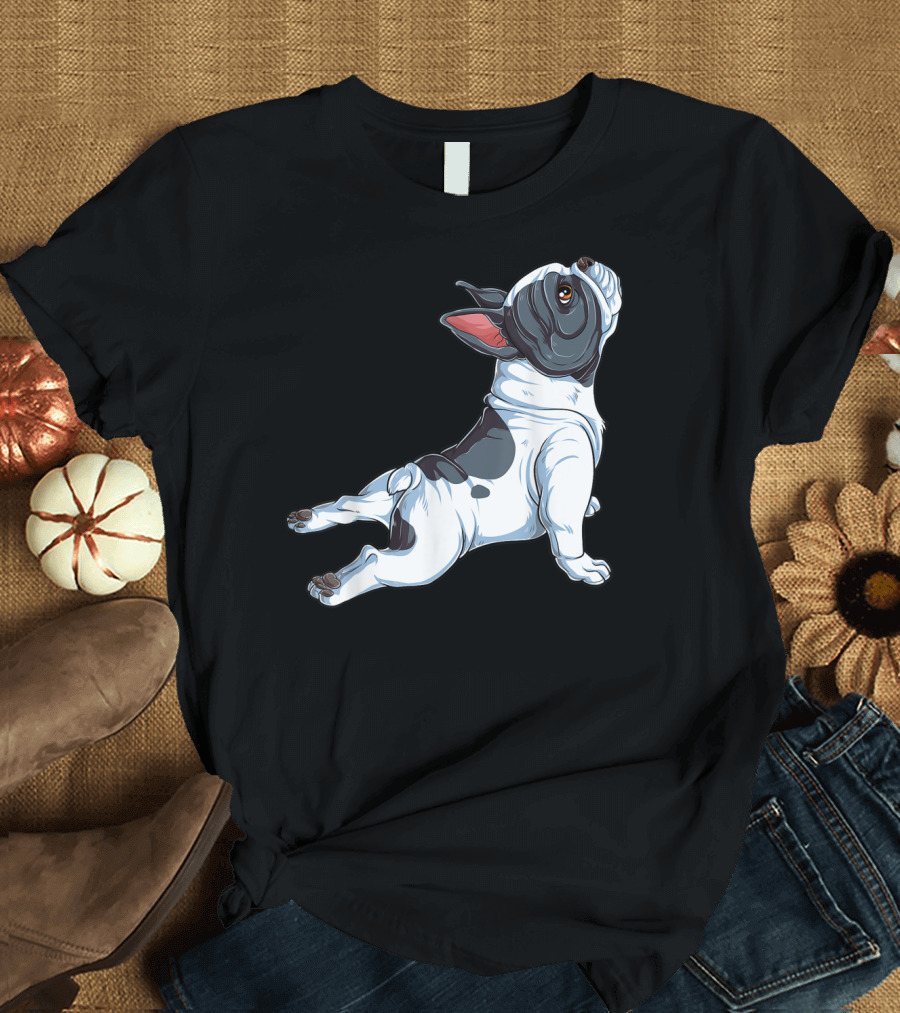 French Bulldog Frenchie Namaste Yoga Pose T-Shirt
