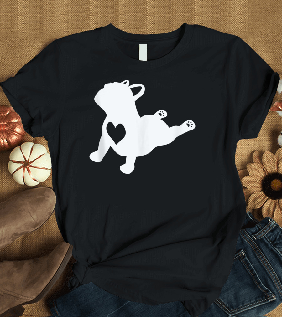 French Bulldog Yoga Pose Heart Frenchie Love T-Shirt