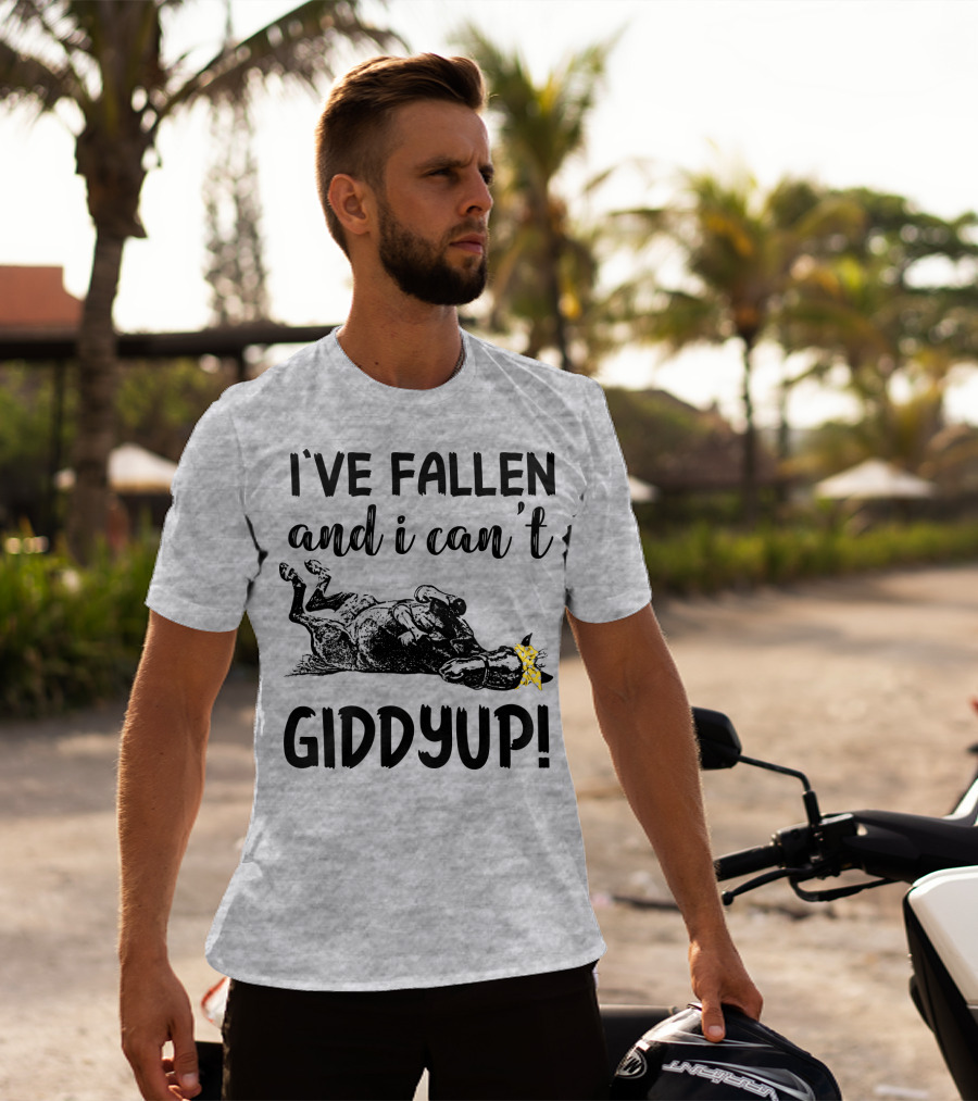 I've Fallen And I Can't Giddyup I've Fallen Cow With Yellow Bow T-Shirt
