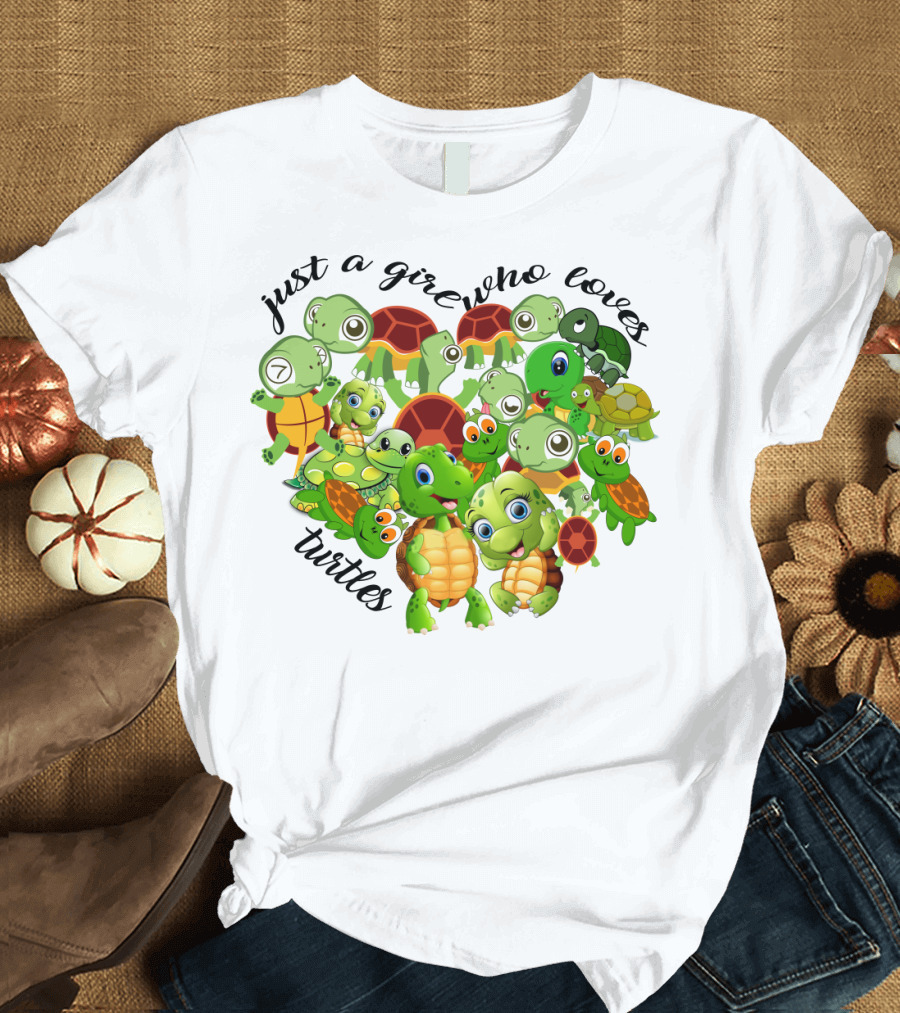 Just a Girl Who Loves Turtles Cute Cartoon Turtle Collection T-Shirt