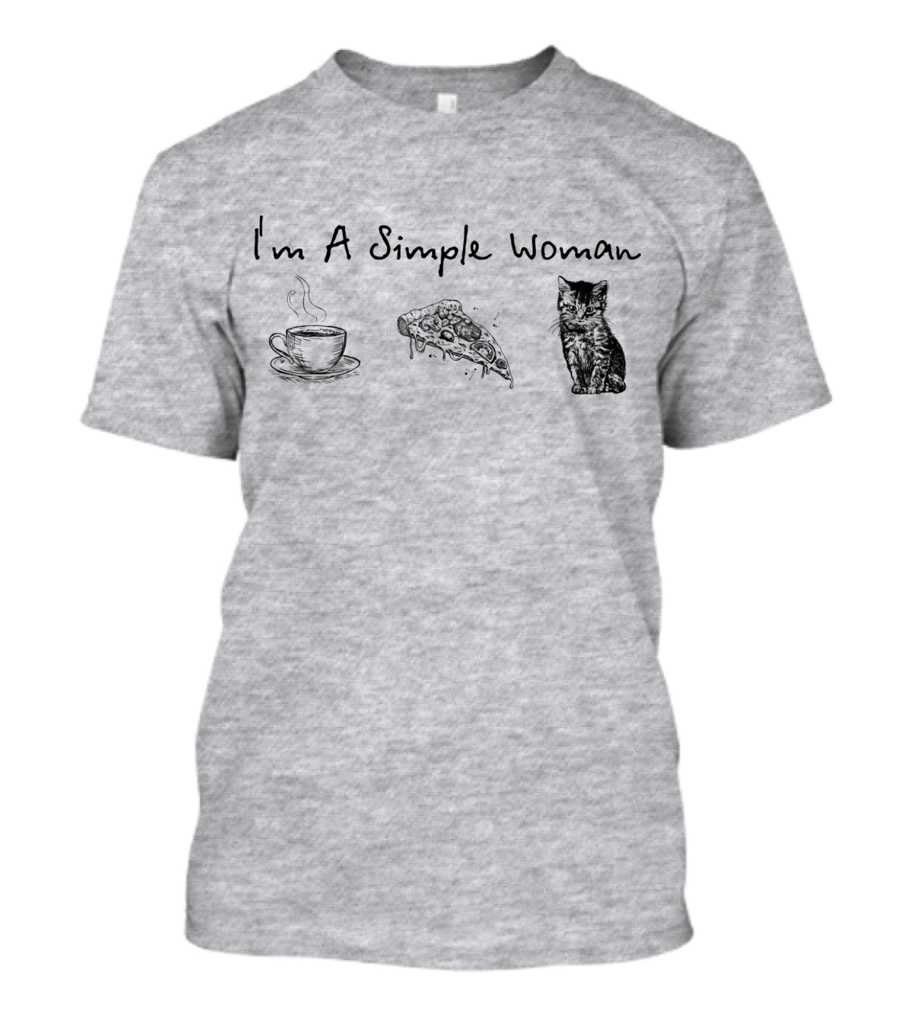 I'm A Simple Woman Coffee Pizza Cat T-Shirt