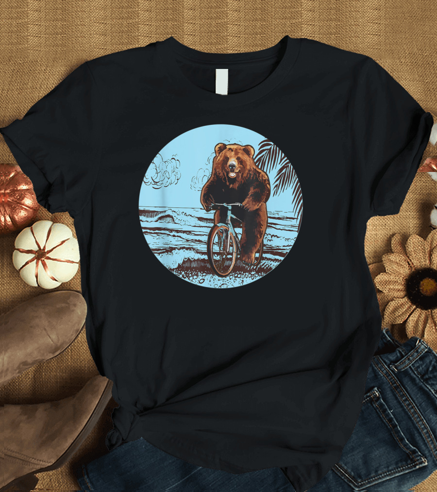 Bear Riding Bicycle Cycling MTB Cyclist Bike Rider T-Shirt