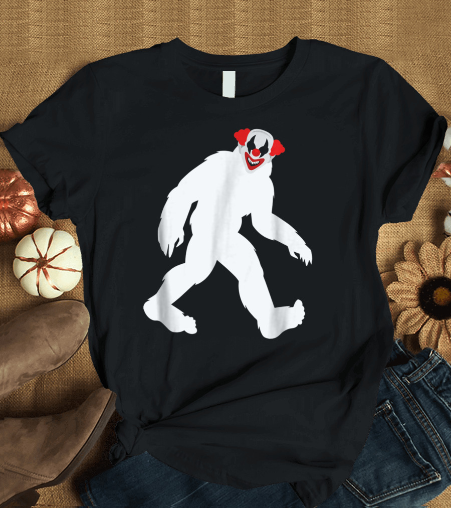 Bigfoot Clown Mask Halloween Costume Scary T-Shirt