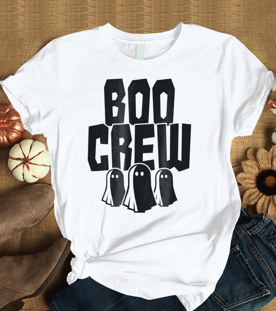 Boo Crew Ghost Trio Halloween Teacher Squad T-Shirt