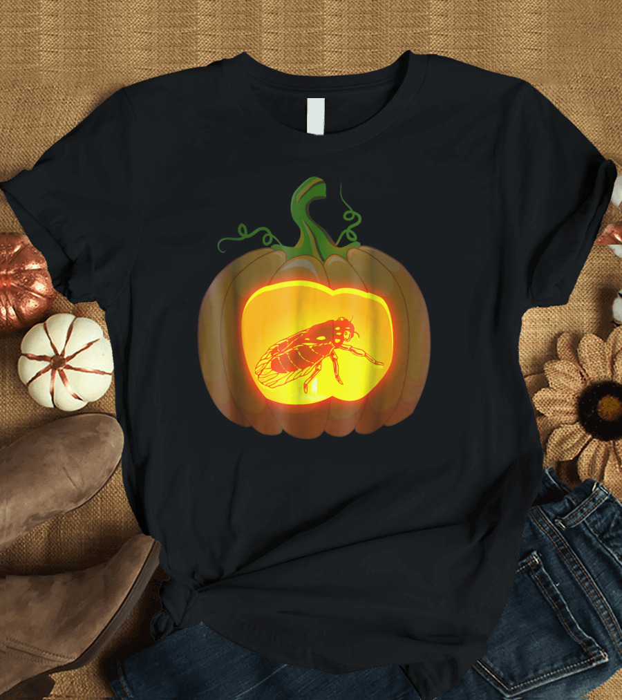 Cicada Pumpkin Jack-O'-Lantern Glow T-Shirt