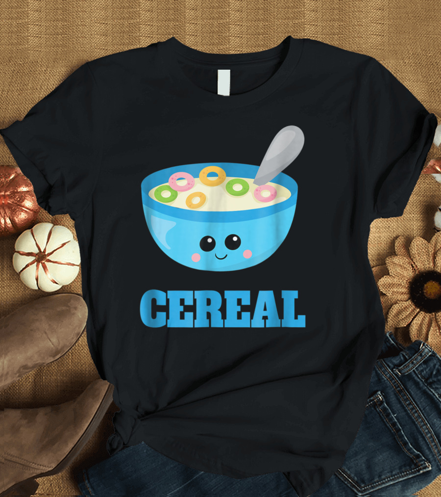 Cereal Cute Milk Bowl with Colorful Rings and Spoon T-Shirt