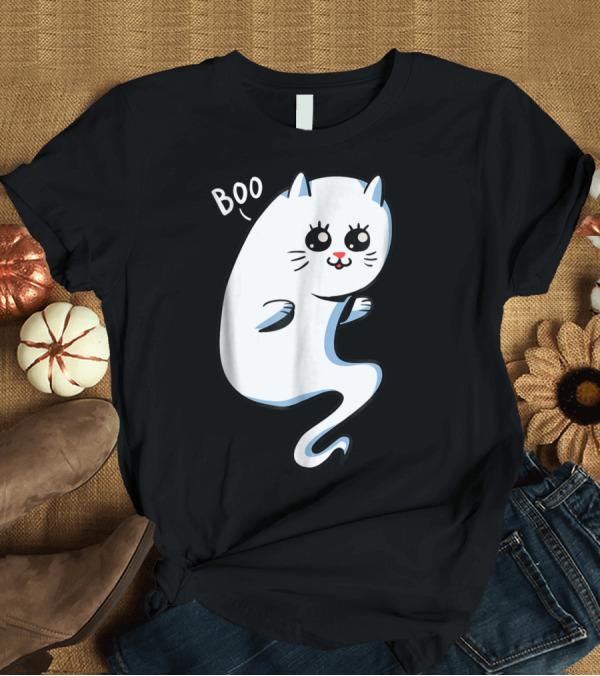 T-Shirt: Boo Cute Ghost Kitty Cat T-Shirt Boo Cute Ghost Kitty Cat T-Shirt