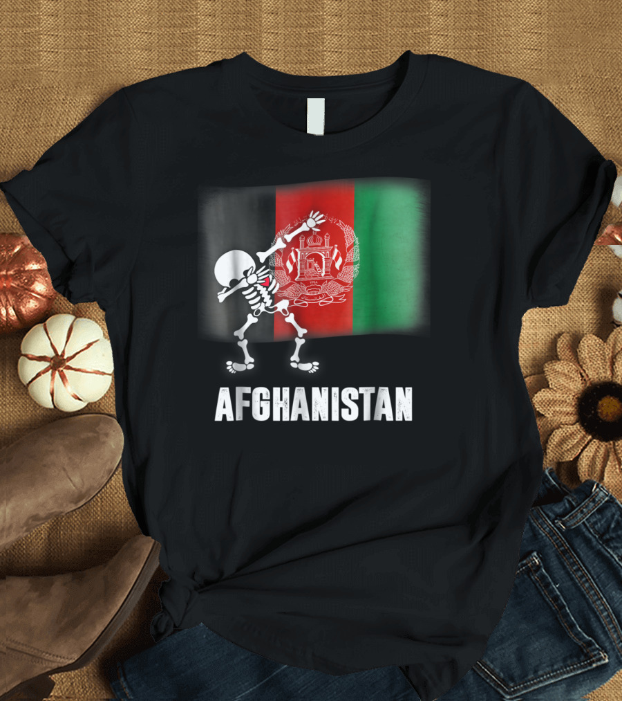 Afghanistan Flag Dabbing Skeleton T-Shirt