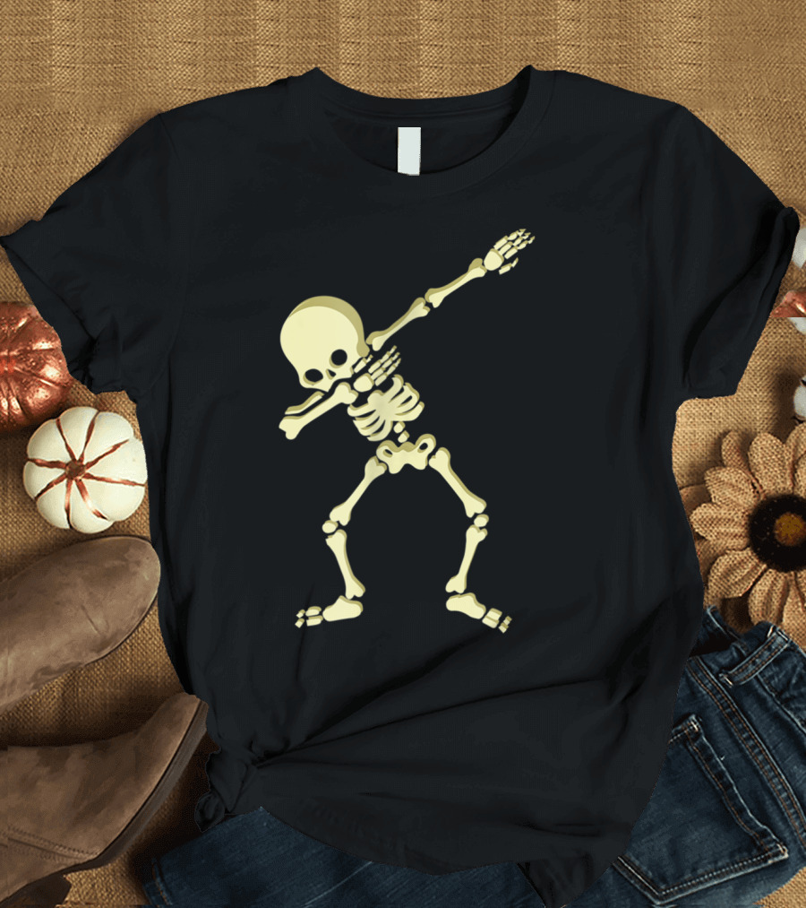Funny Skeleton Dabbing Halloween Pose T-Shirt