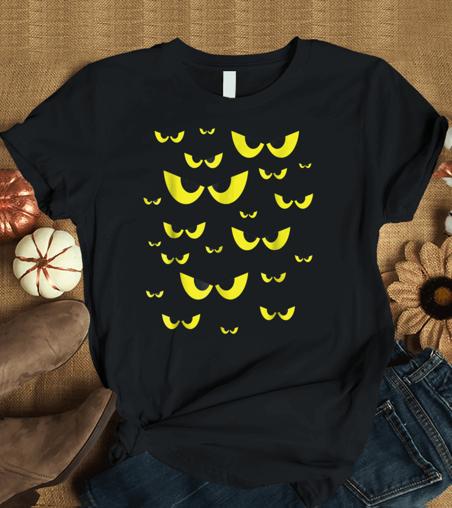 Yellow Eyes Staring In The Dark Scary Halloween T-Shirt