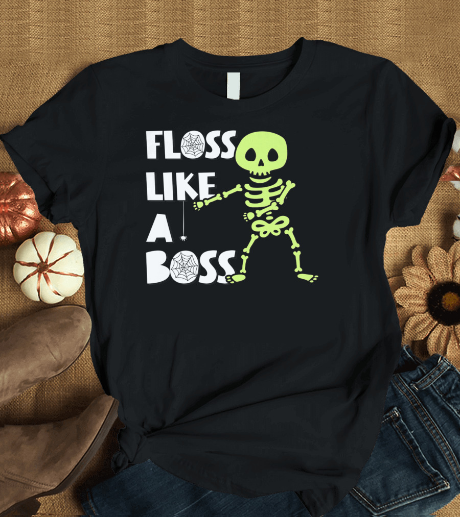 Floss Like a Boss Skeleton Halloween Dance T-Shirt