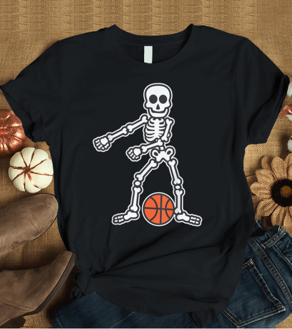 T-Shirt: Flossing Skeleton with Basketball T-Shirt Flossing Skeleton with Basketball T-Shirt