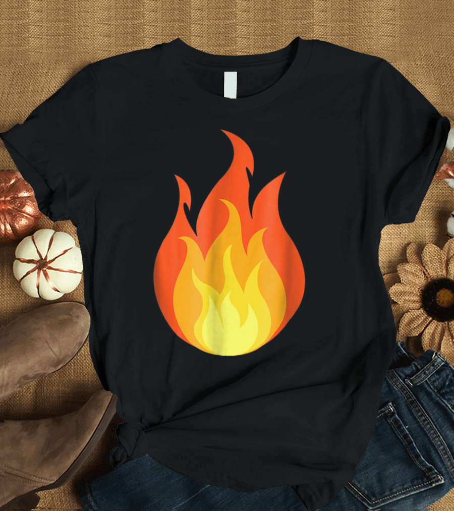 Funny Fire Emoji Flame Hot Iconic T-Shirt