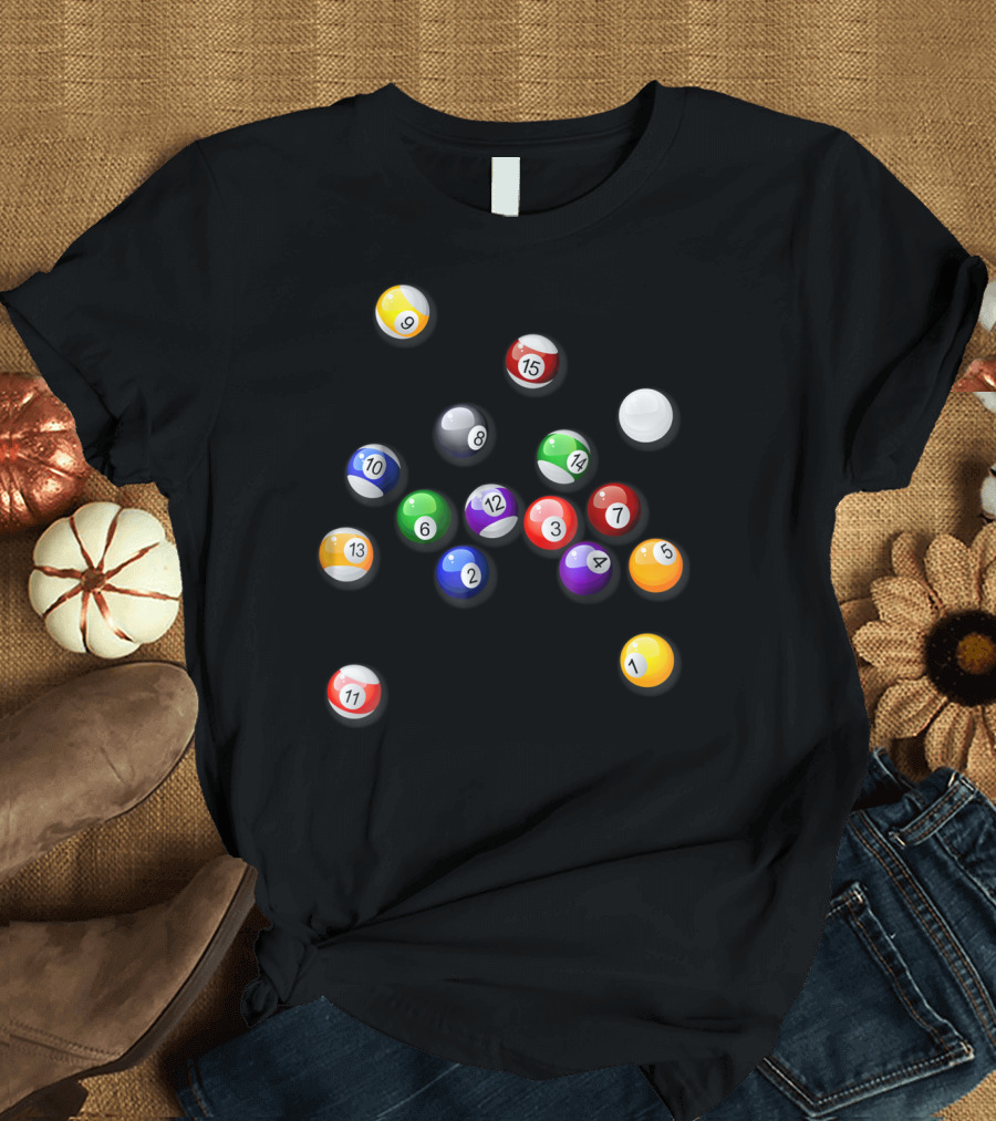 Funny Halloween Costume I'm A Pool Table with Colorful Billiard Balls T-Shirt