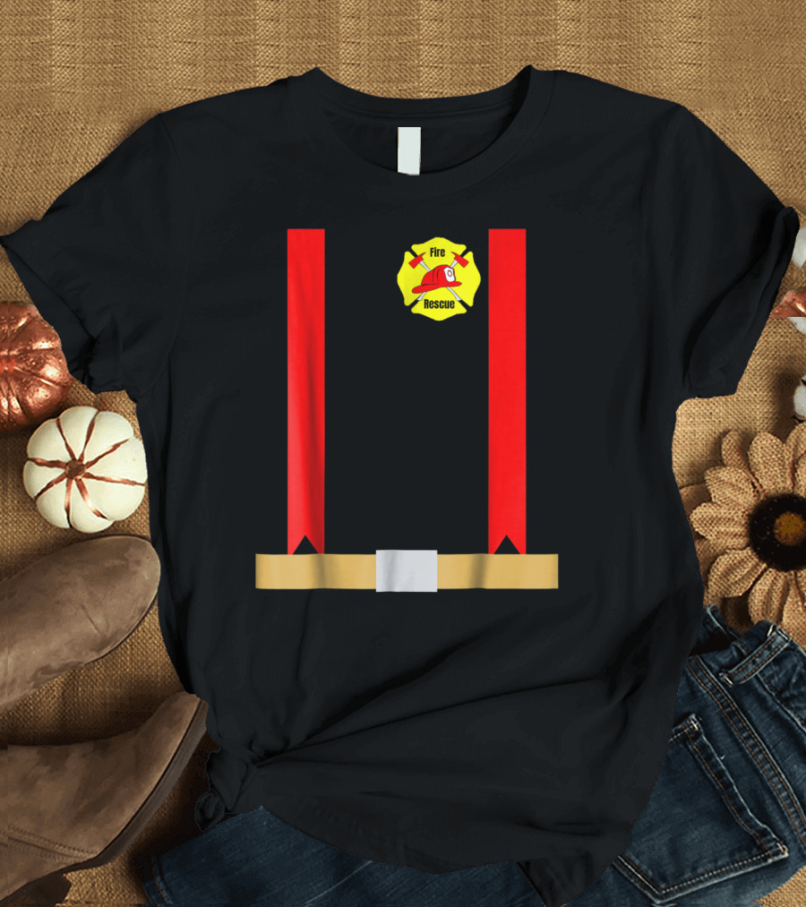 Fire Rescue Funny Halloween Firefighter Costume T-Shirt
