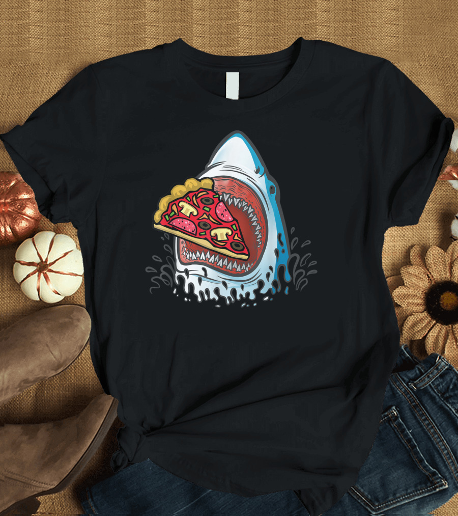 Jawsome Funny Shark Eating Pizza T-Shirt