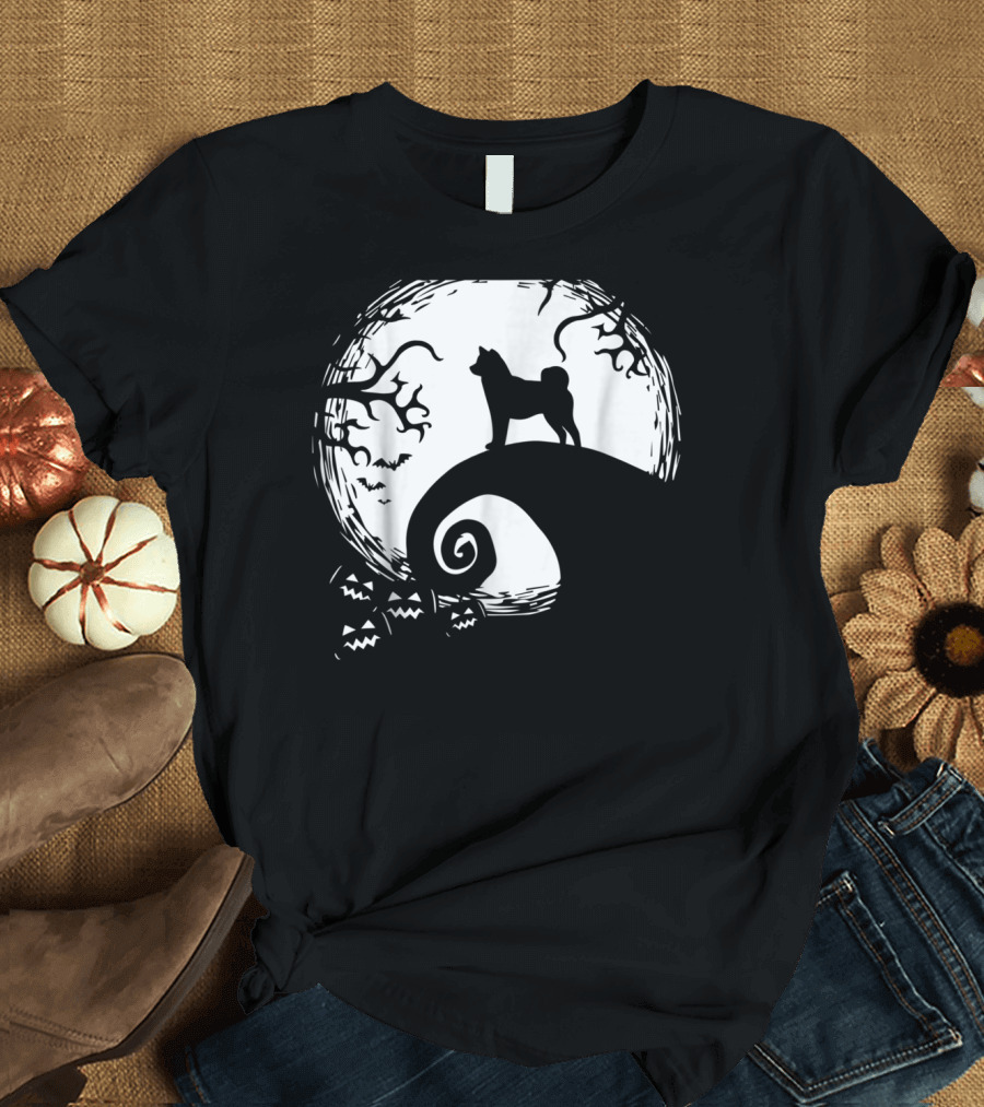 Funny Shiba Inu and Moon Nightmare Hill Scene T-Shirt